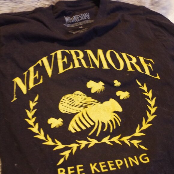 Wednesday Black T-Shirt Nevermore Bee Keeping Club - Picture 4 of 6